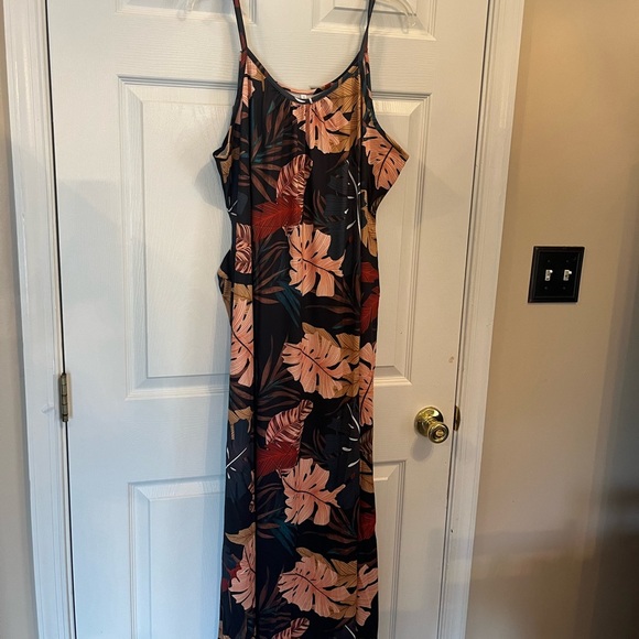 Women's Plus Size Tropical Leaf Print Slingback Pocket Holiday Summer Dress 22W - Picture 7 of 12